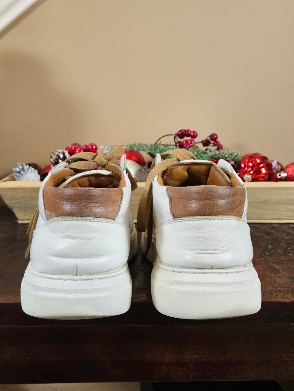 Bruno Magli Men's Phoster Mid-Top Casual Leather Sneakers, White/Khaki, Sz 13 - Picture 5 of 16